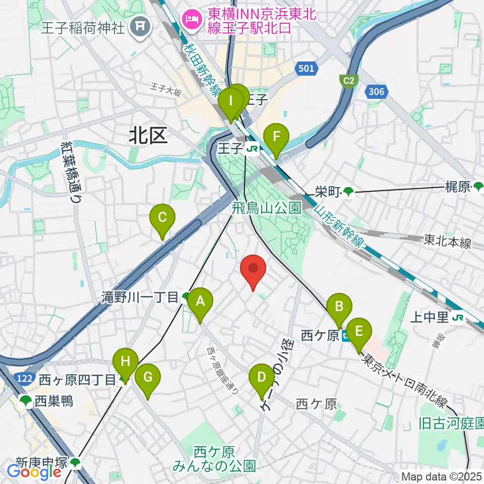 飛鳥音楽学園周辺のコンビニエンスストア一覧地図