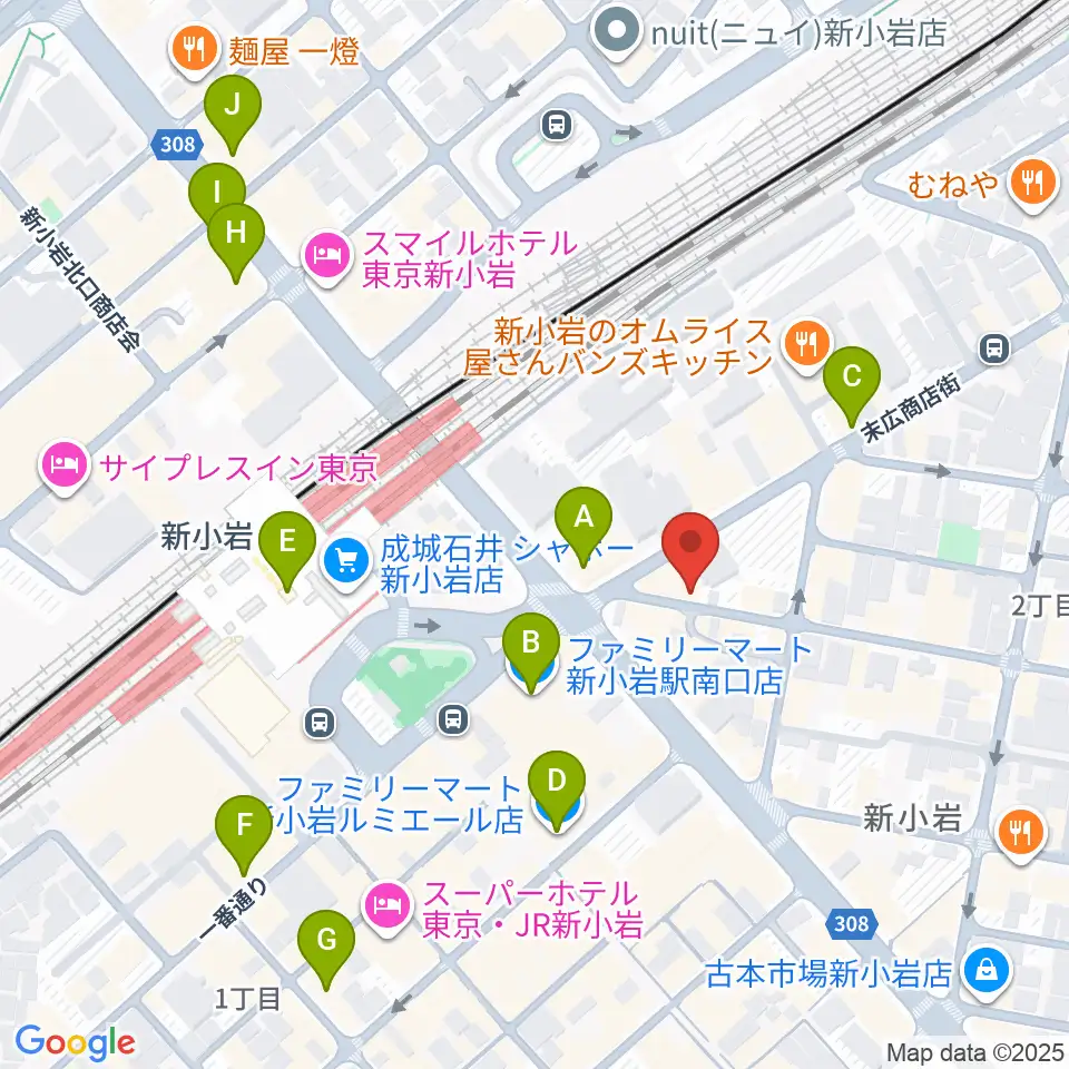 USボーカル教室新小岩駅前校周辺のコンビニエンスストア一覧地図
