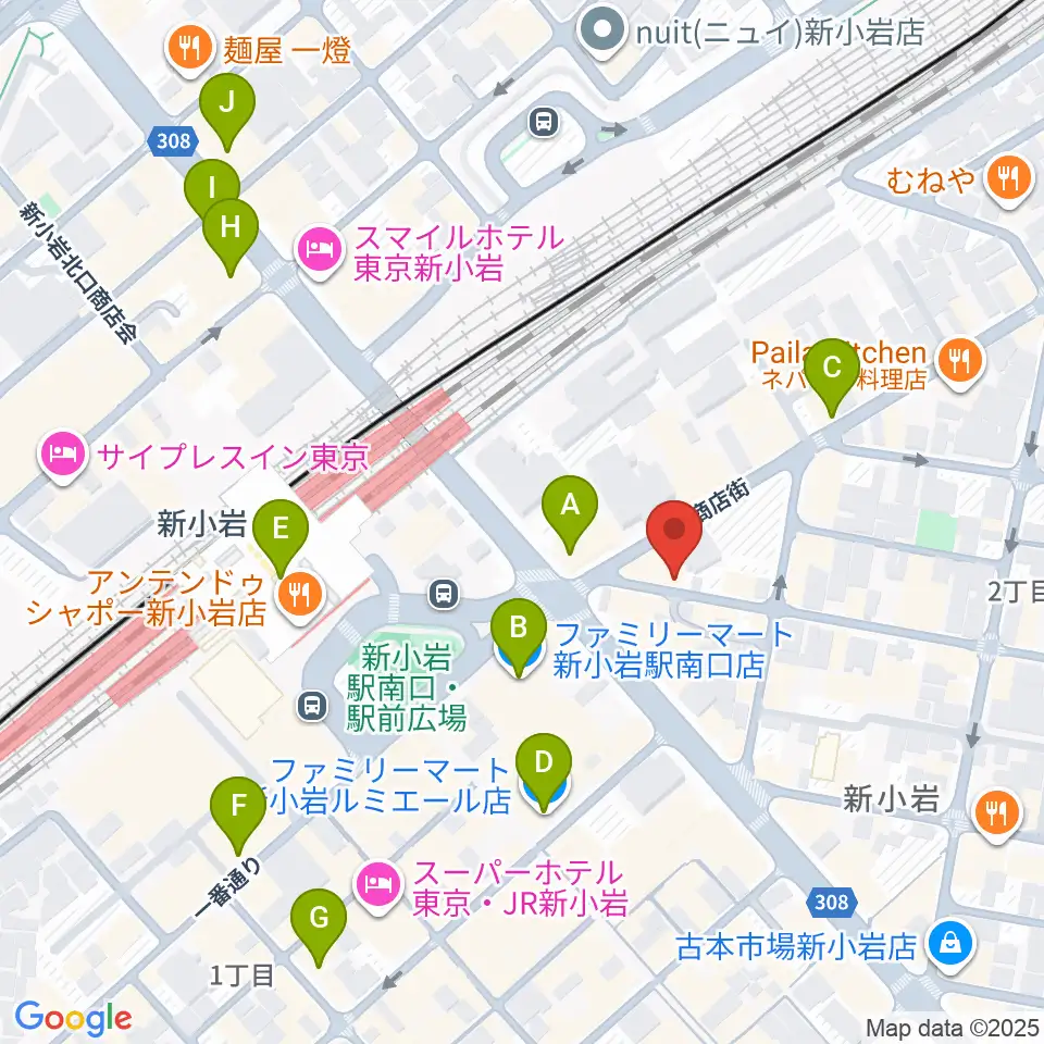 USボーカル教室新小岩駅前校周辺のコンビニエンスストア一覧地図