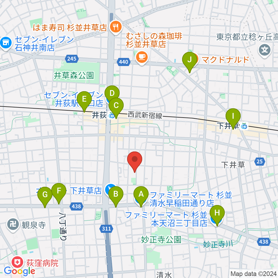 ヒロミュージックスクール周辺のコンビニエンスストア一覧地図