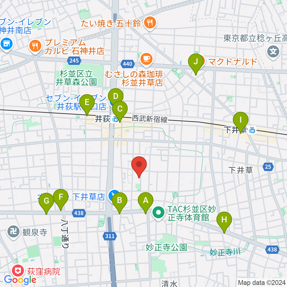 ヒロミュージックスクール周辺のコンビニエンスストア一覧地図