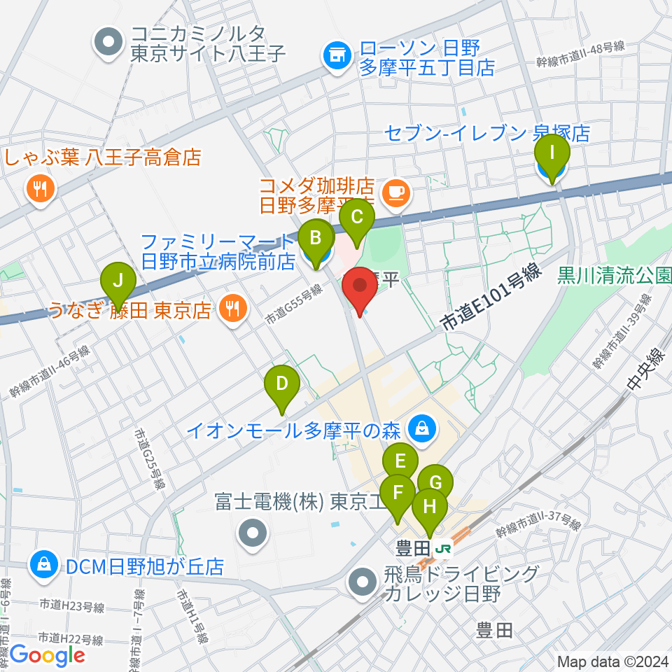 ミュージックスクールTakashima周辺のコンビニエンスストア一覧地図