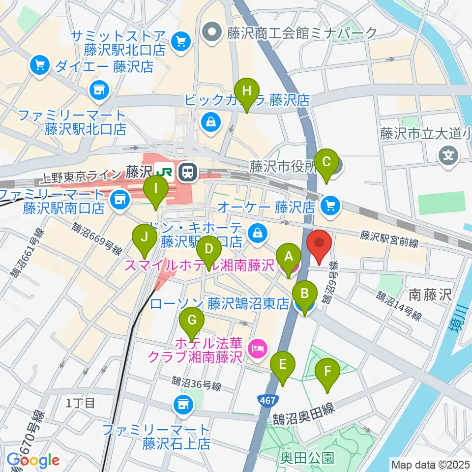 音楽教室パセオ周辺のコンビニエンスストア一覧地図