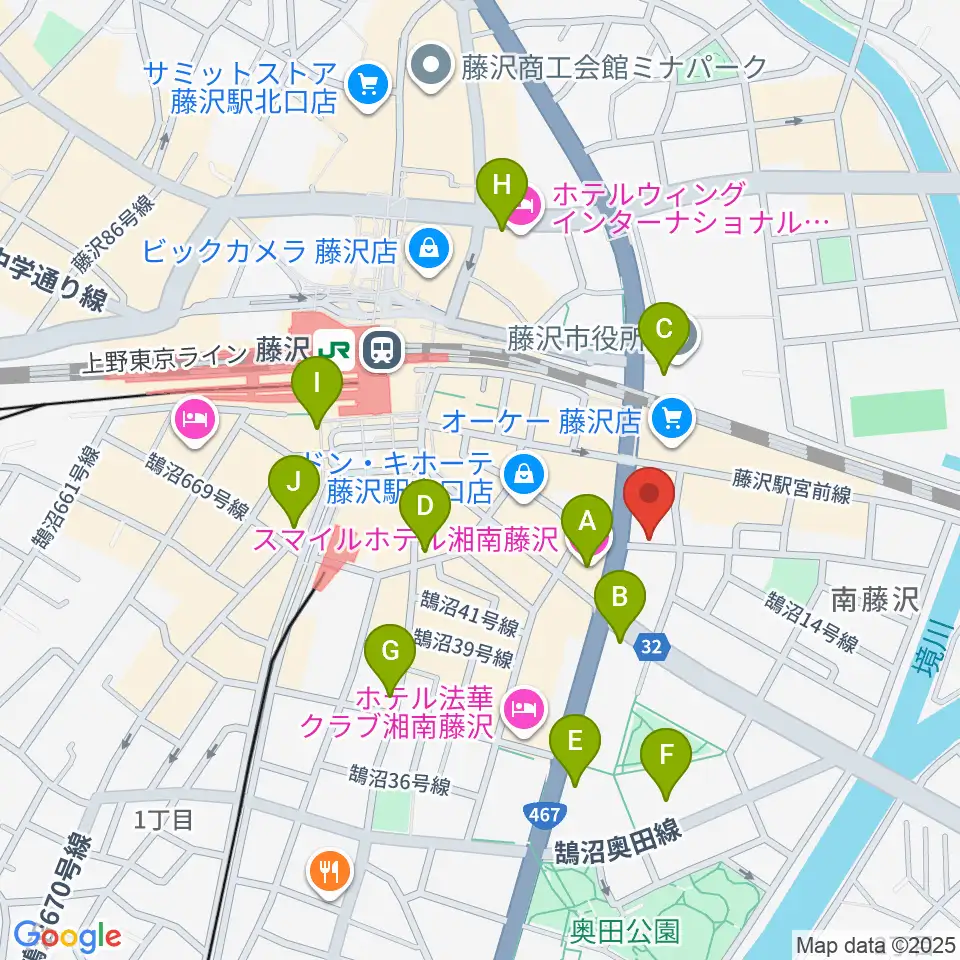 音楽教室パセオ周辺のコンビニエンスストア一覧地図