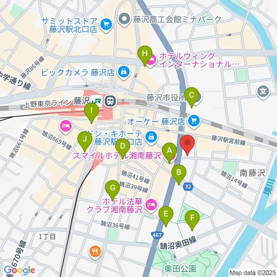 音楽教室パセオ周辺のコンビニエンスストア一覧地図