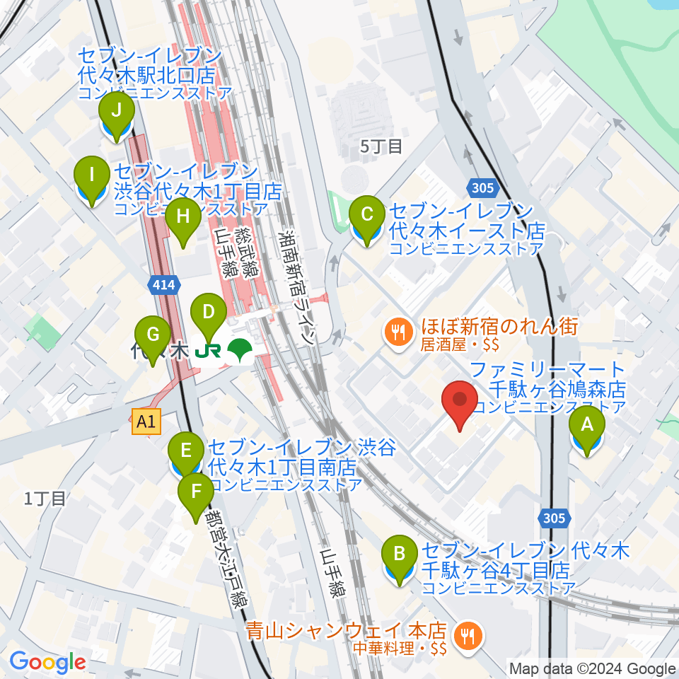 ミューズ音楽院周辺のコンビニエンスストア一覧地図