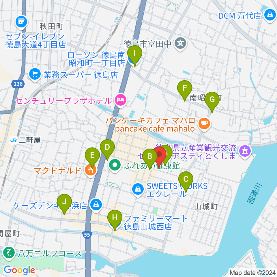 徳島文理大学音楽学部周辺のコンビニエンスストア一覧地図