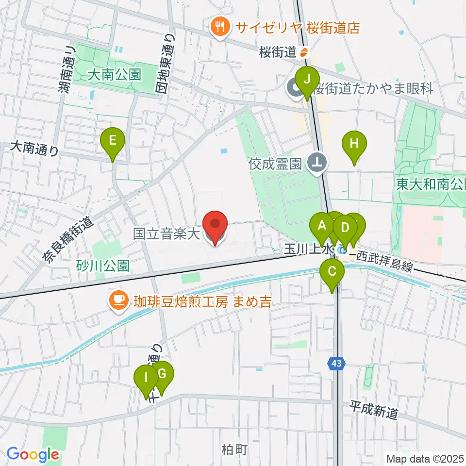 国立音楽大学周辺のコンビニエンスストア一覧地図