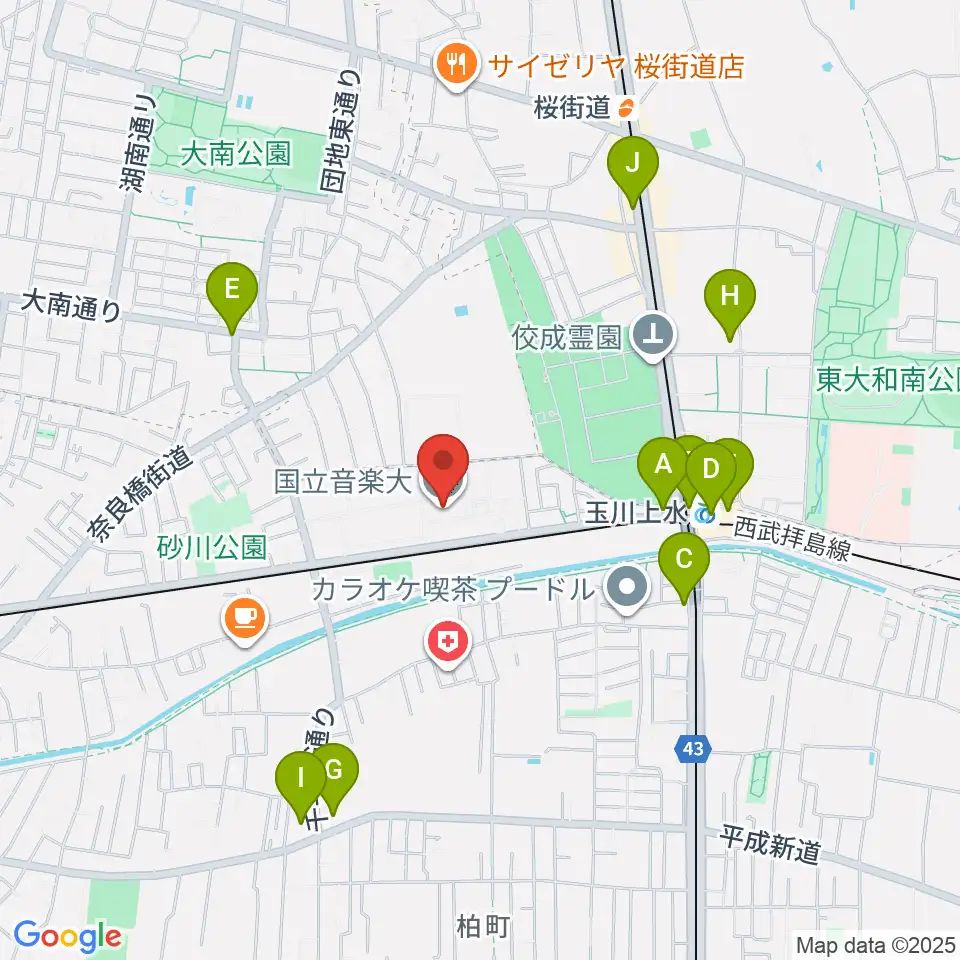 国立音楽大学周辺のコンビニエンスストア一覧地図