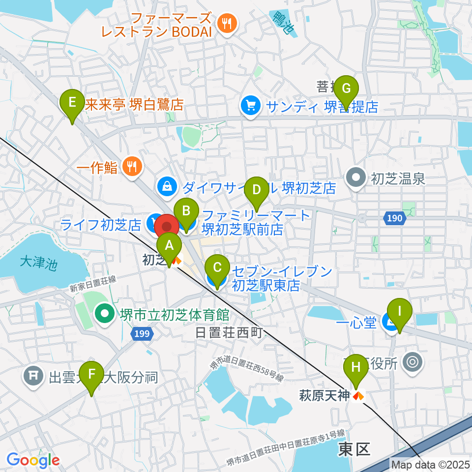 サカグチ音楽センター周辺のコンビニエンスストア一覧地図