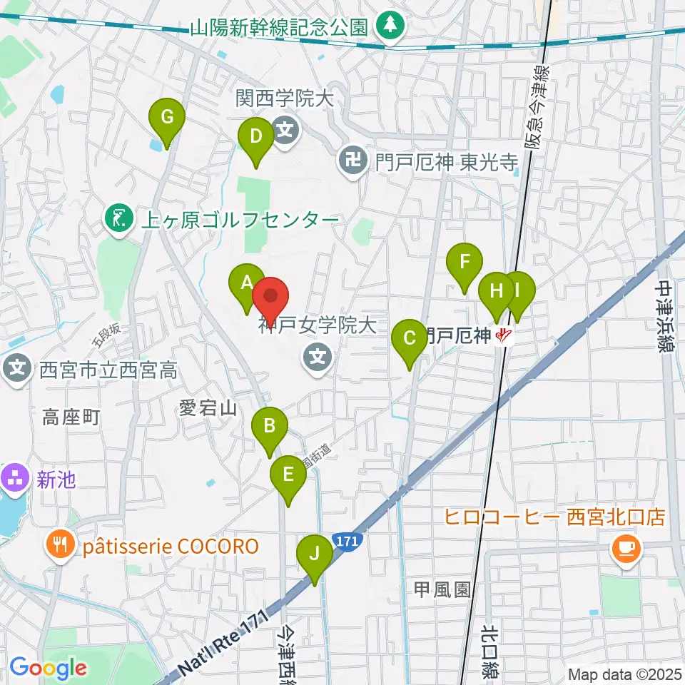 神戸女学院大学音楽学部音楽学科周辺のコンビニエンスストア一覧地図