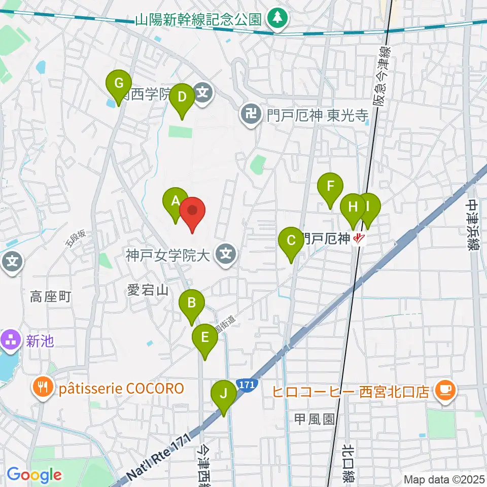 神戸女学院大学音楽学部音楽学科周辺のコンビニエンスストア一覧地図