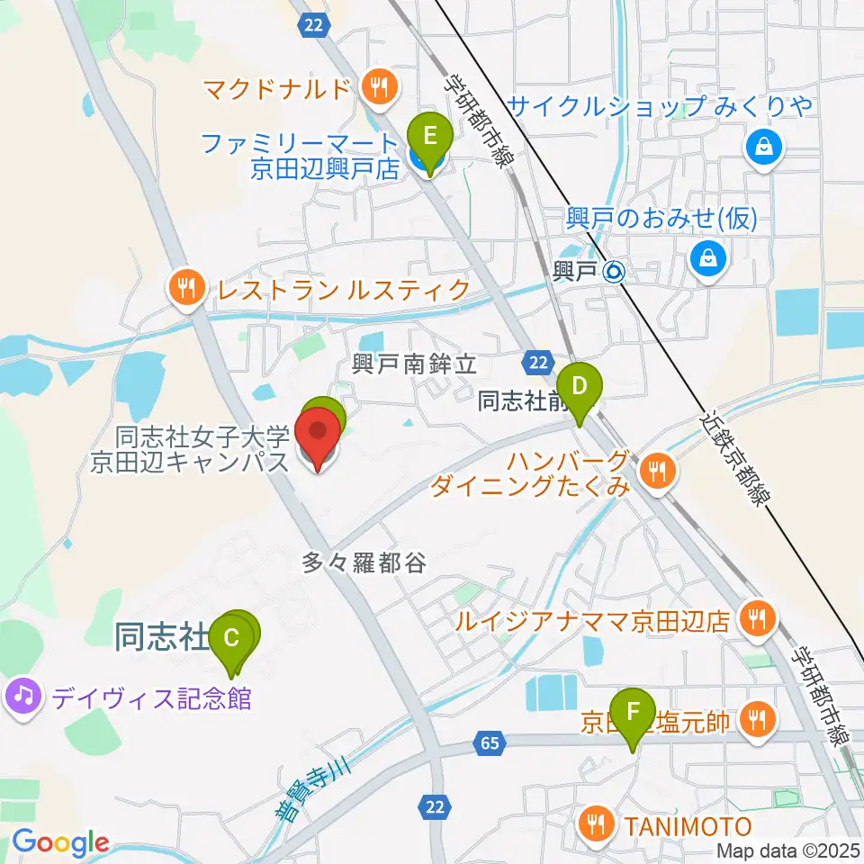 同志社女子大学 学芸学部音楽学科周辺のコンビニエンスストア一覧地図