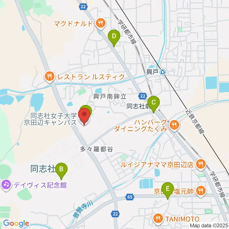 同志社女子大学 学芸学部音楽学科周辺のコンビニエンスストア一覧地図