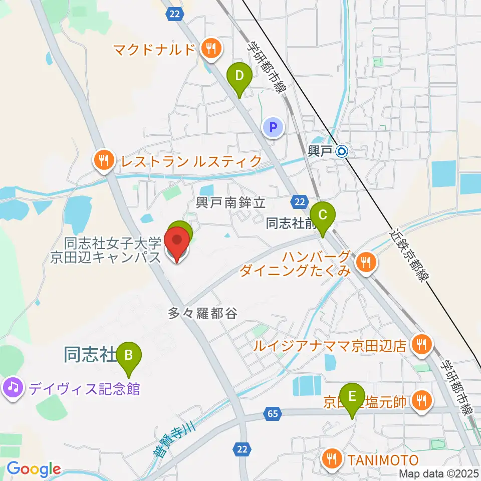 同志社女子大学 学芸学部音楽学科周辺のコンビニエンスストア一覧地図