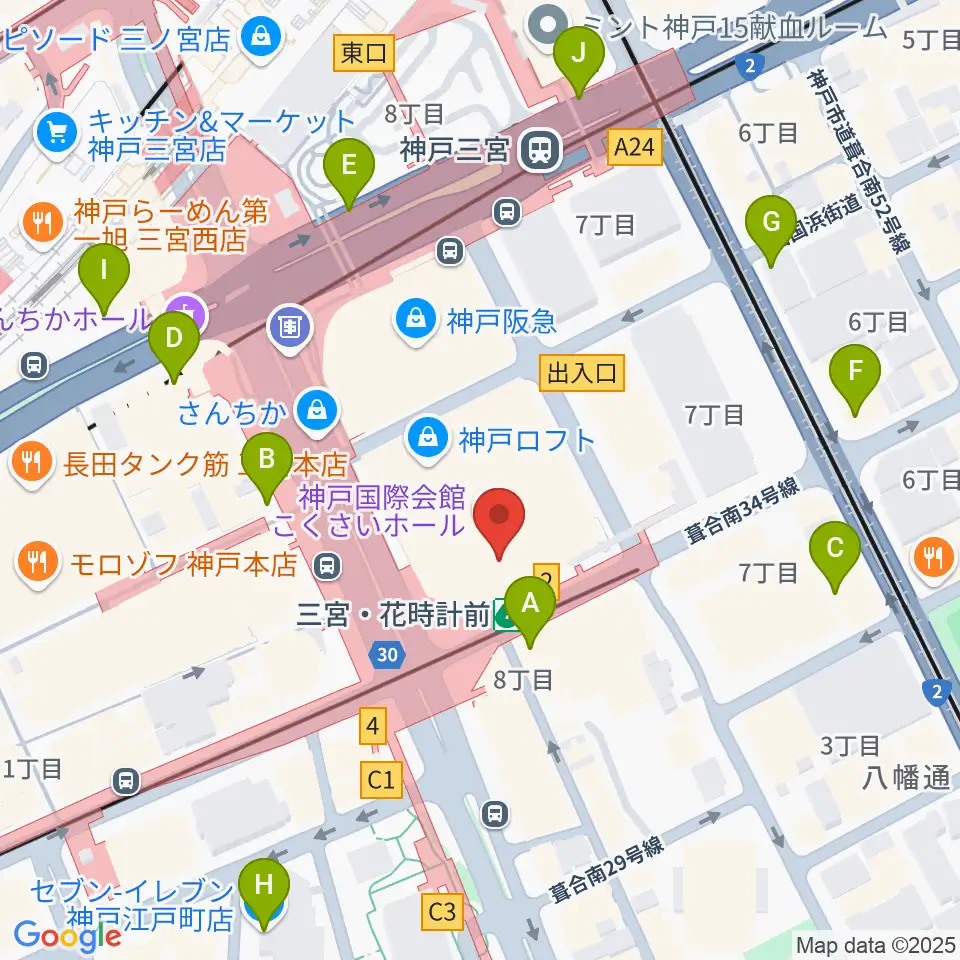 MIKIミュージックサロン三宮周辺のコンビニエンスストア一覧地図