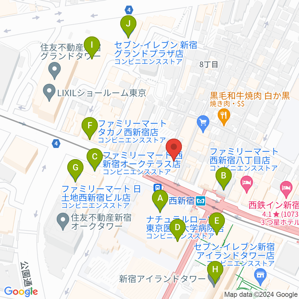 ムラマツ・フルート・レッスンセンター新宿周辺のコンビニエンスストア一覧地図