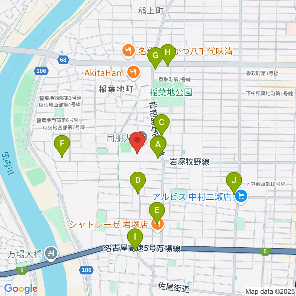 名古屋音楽大学周辺のコンビニエンスストア一覧地図