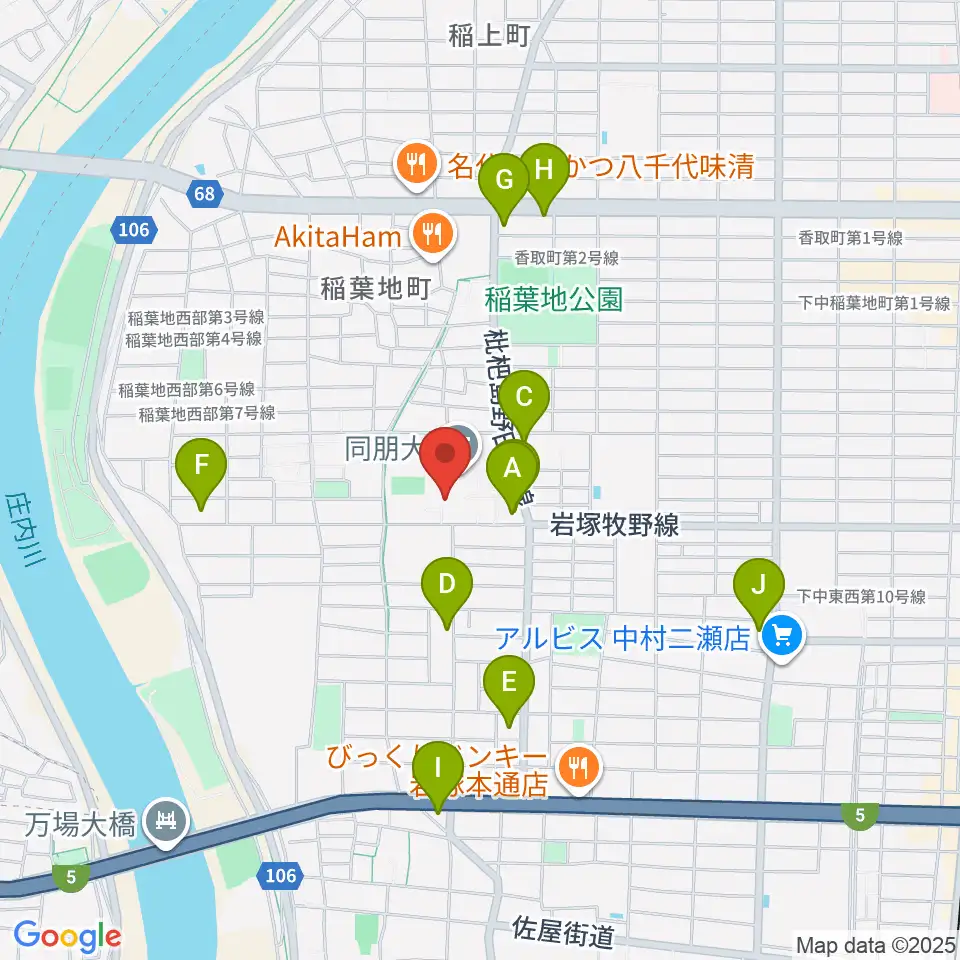 名古屋音楽大学周辺のコンビニエンスストア一覧地図
