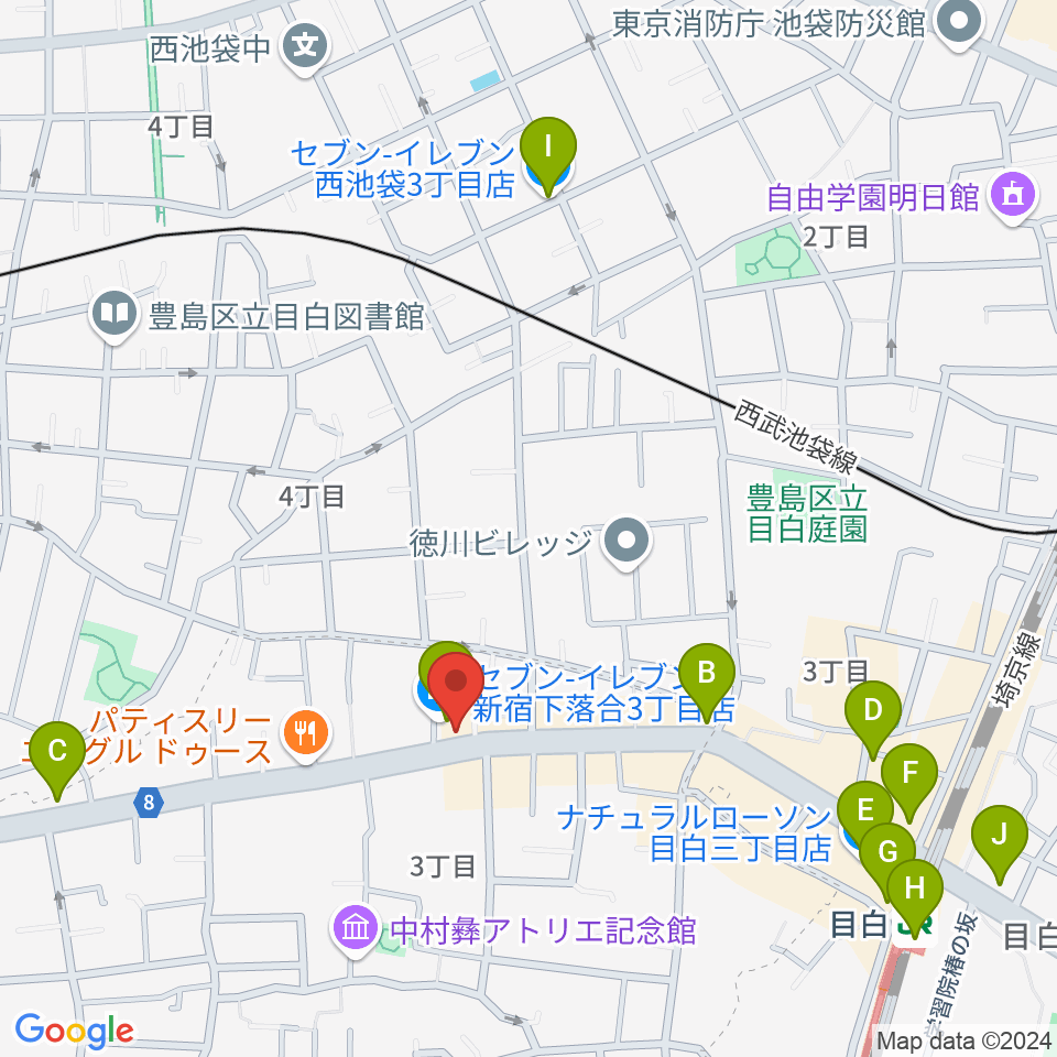 音楽教室アルル周辺のコンビニエンスストア一覧地図