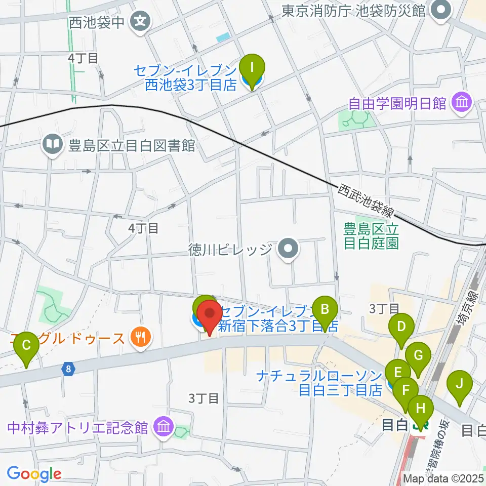音楽教室アルル周辺のコンビニエンスストア一覧地図