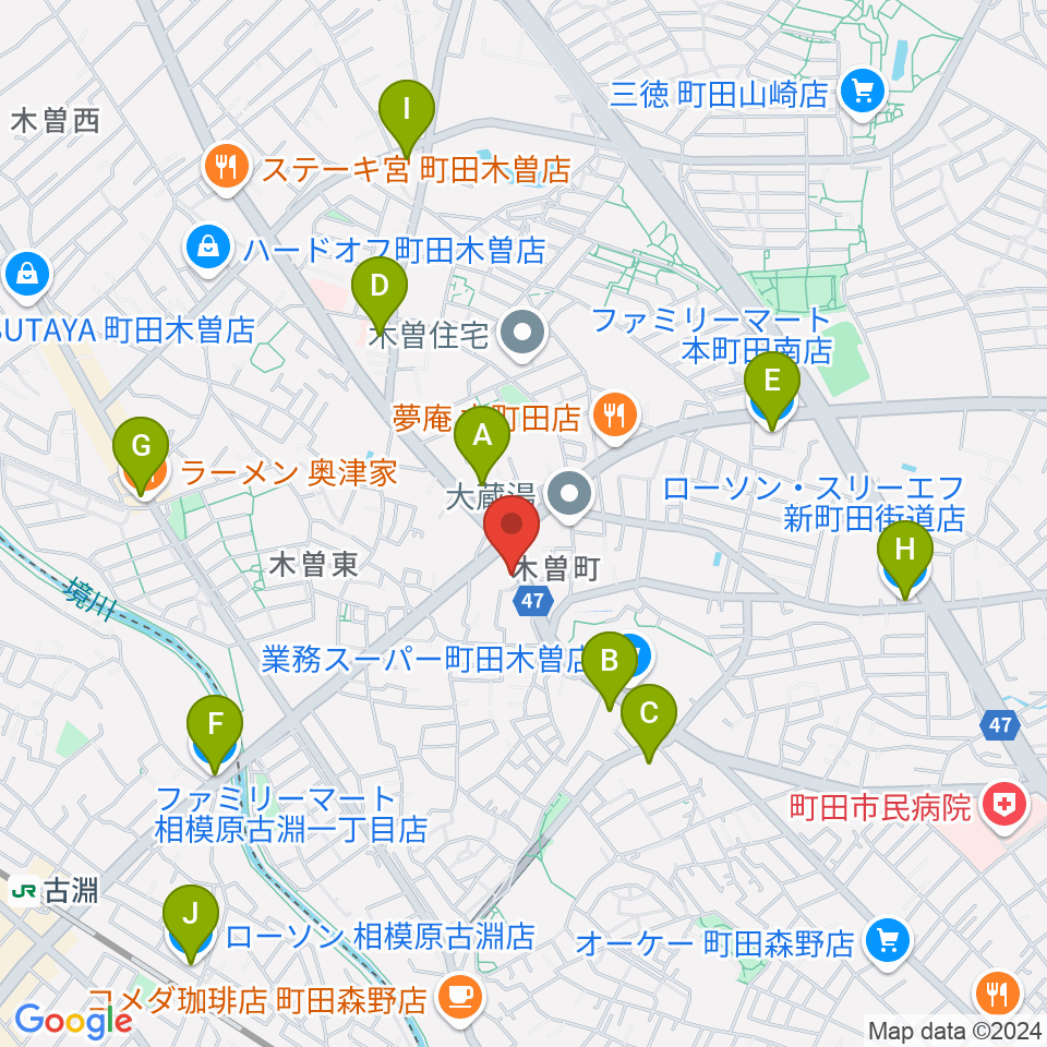 フランツ音楽研究所周辺のコンビニエンスストア一覧地図