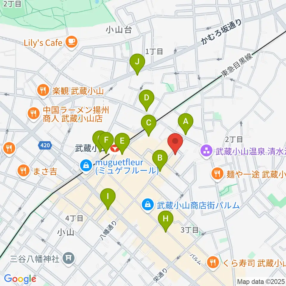 心弦二胡教室周辺のコンビニエンスストア一覧地図