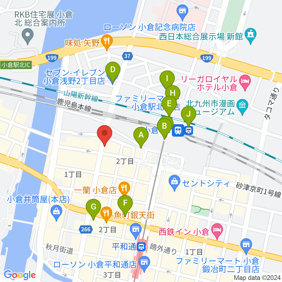 小倉FUSE周辺のコンビニエンスストア一覧地図