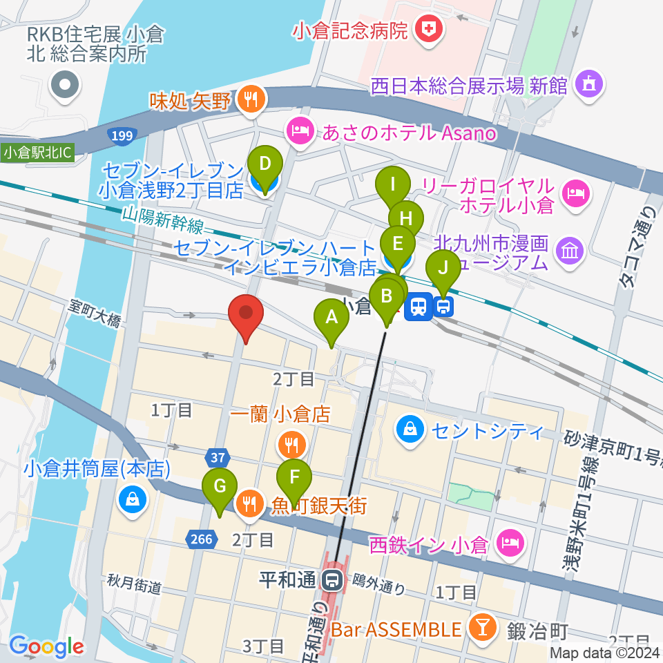 小倉FUSE周辺のコンビニエンスストア一覧地図