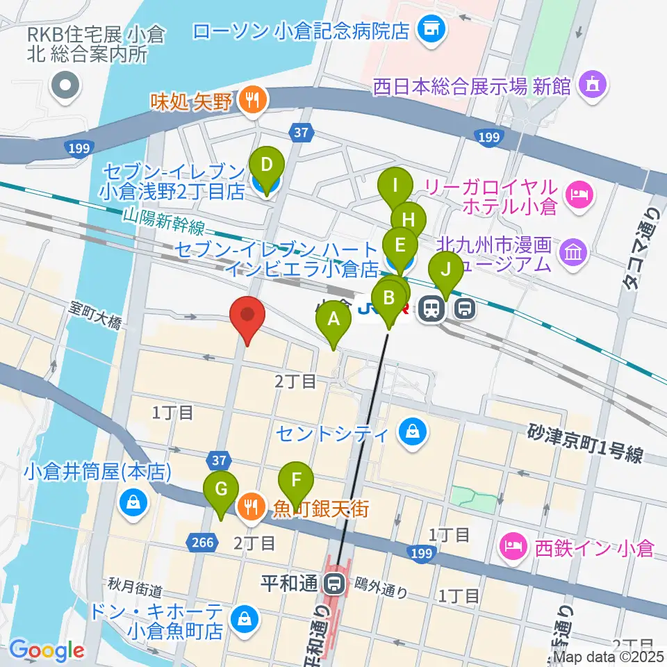 小倉FUSE周辺のコンビニエンスストア一覧地図
