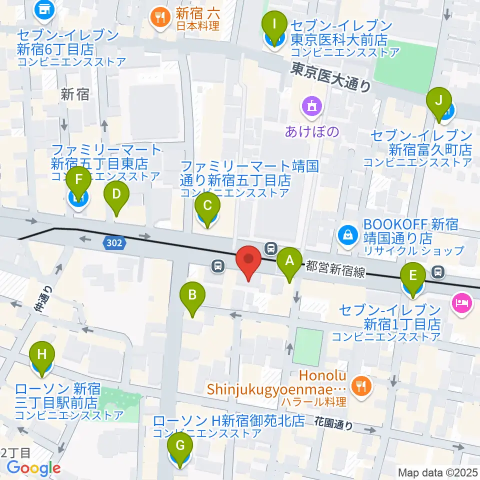 新宿WildSideTokyo周辺のコンビニエンスストア一覧地図