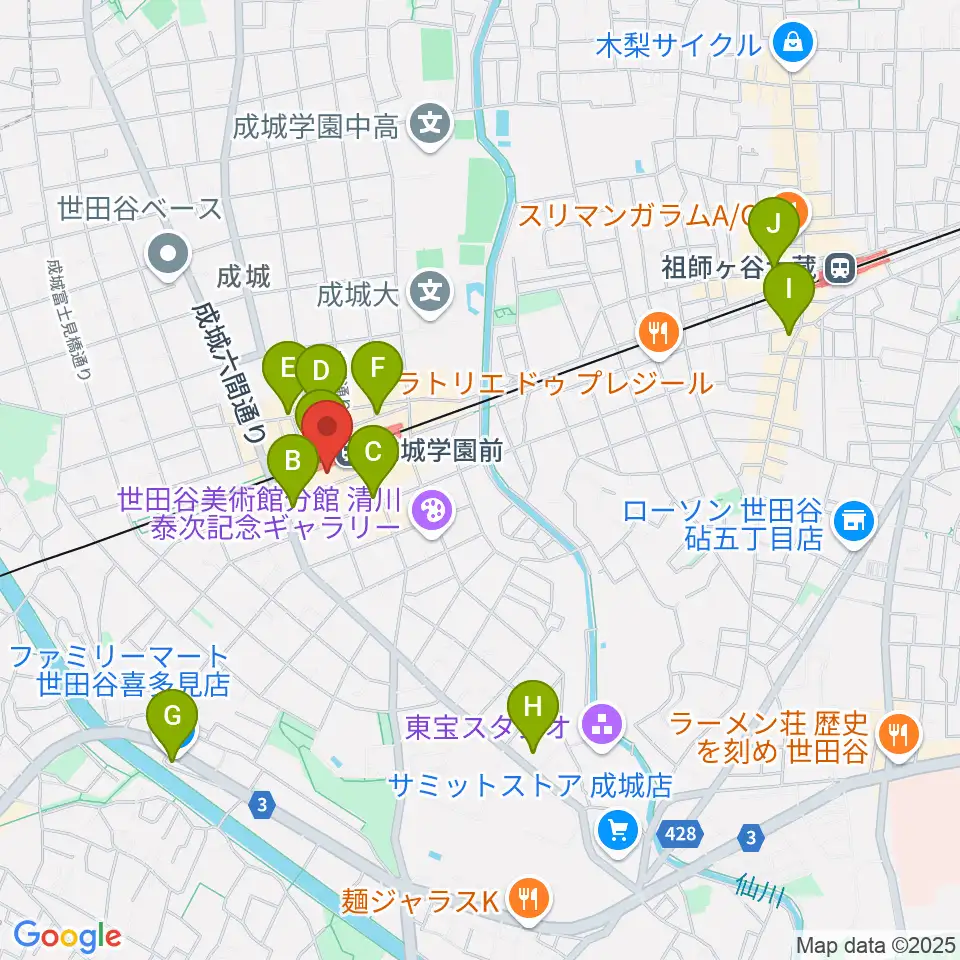 成城ミュージックアカデミー周辺のコンビニエンスストア一覧地図