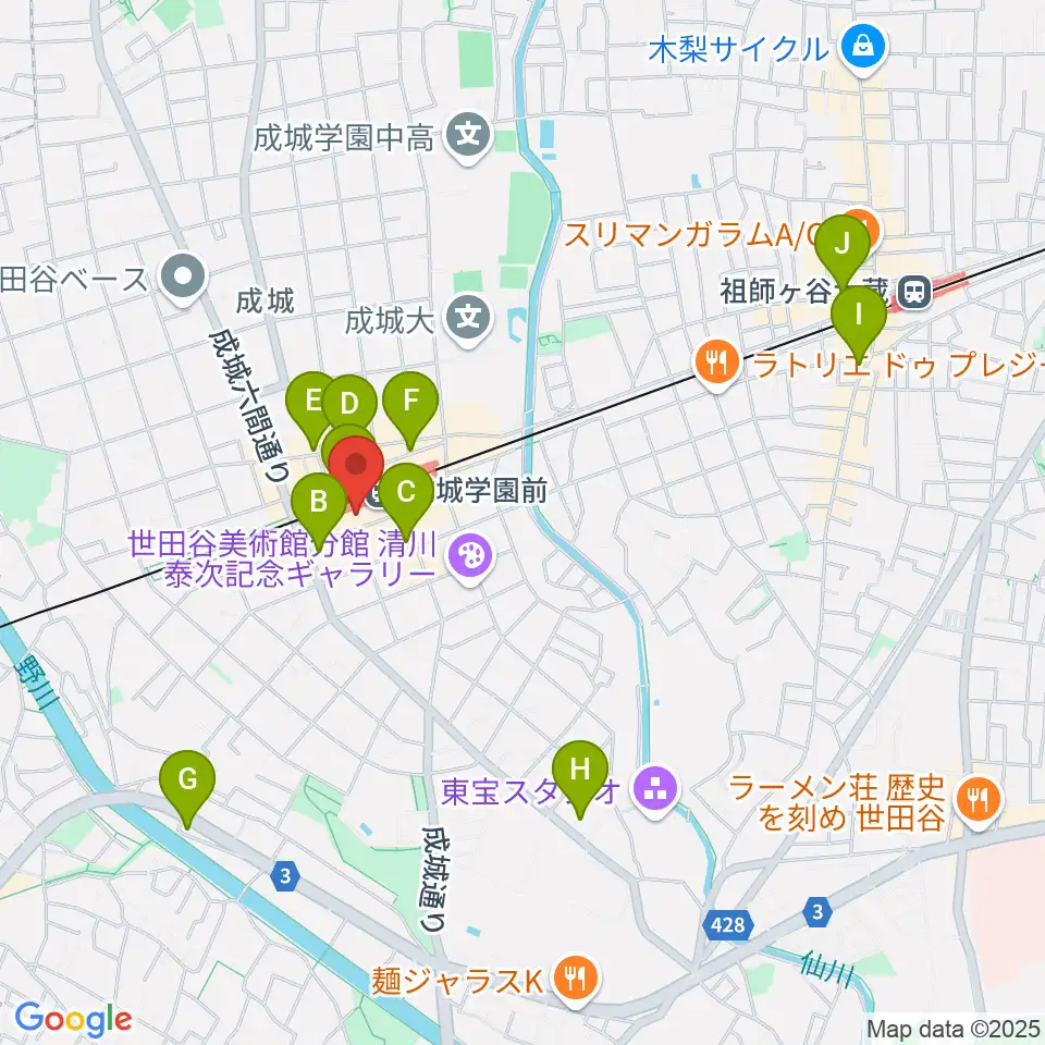 成城ミュージックアカデミー周辺のコンビニエンスストア一覧地図