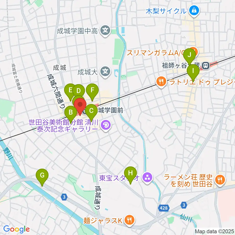 成城ミュージックアカデミー周辺のコンビニエンスストア一覧地図