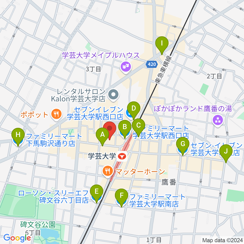 シェリーミュージックスクール周辺のコンビニエンスストア一覧地図