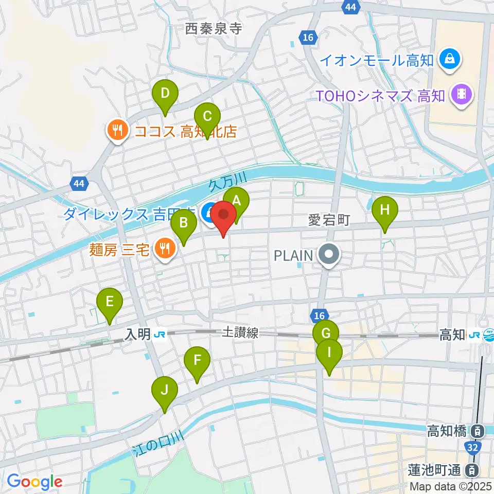高知キャラバンサライ周辺のコンビニエンスストア一覧地図