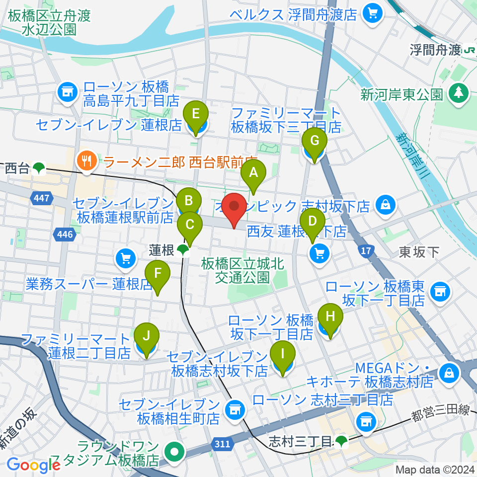 エアーサウンドスタジオ周辺のコンビニエンスストア一覧地図