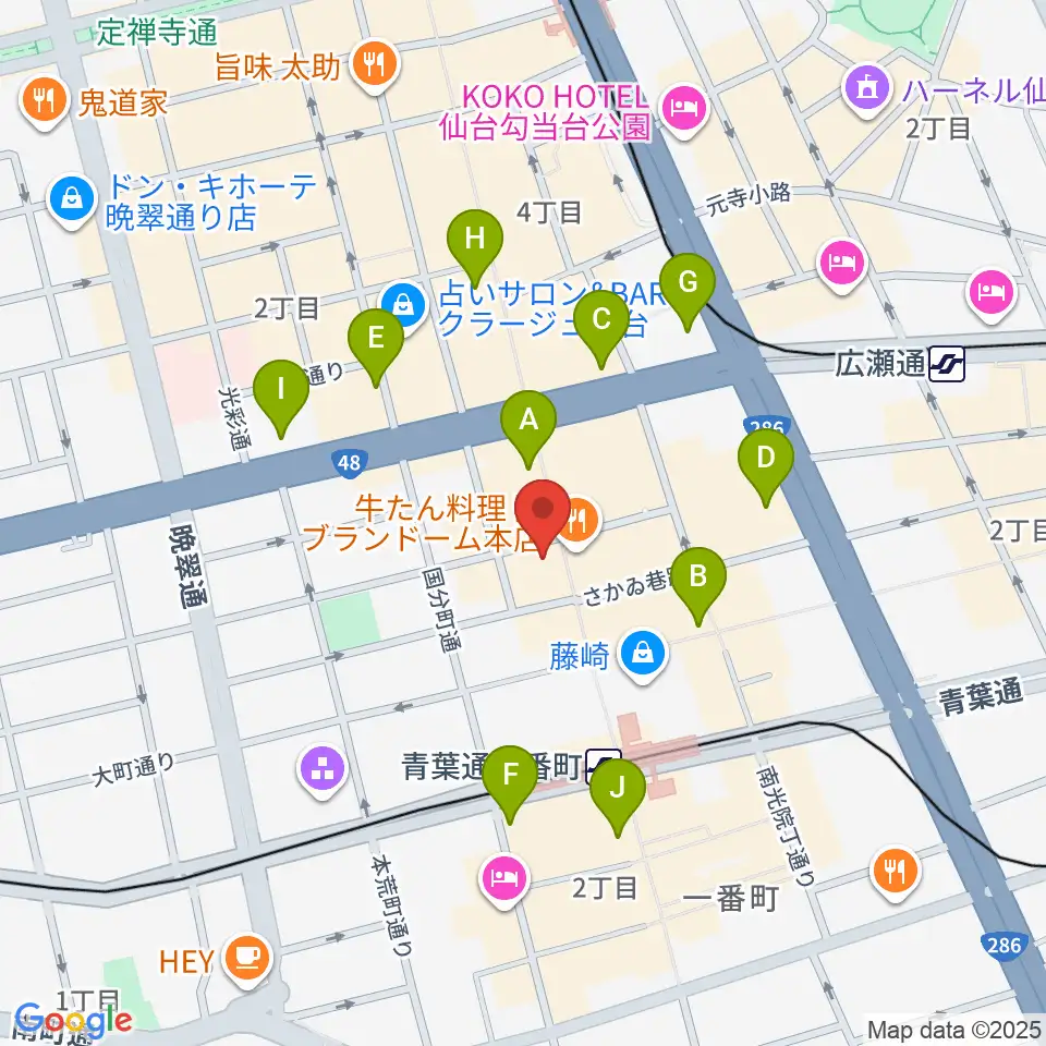 仙台darwin周辺のコンビニエンスストア一覧地図