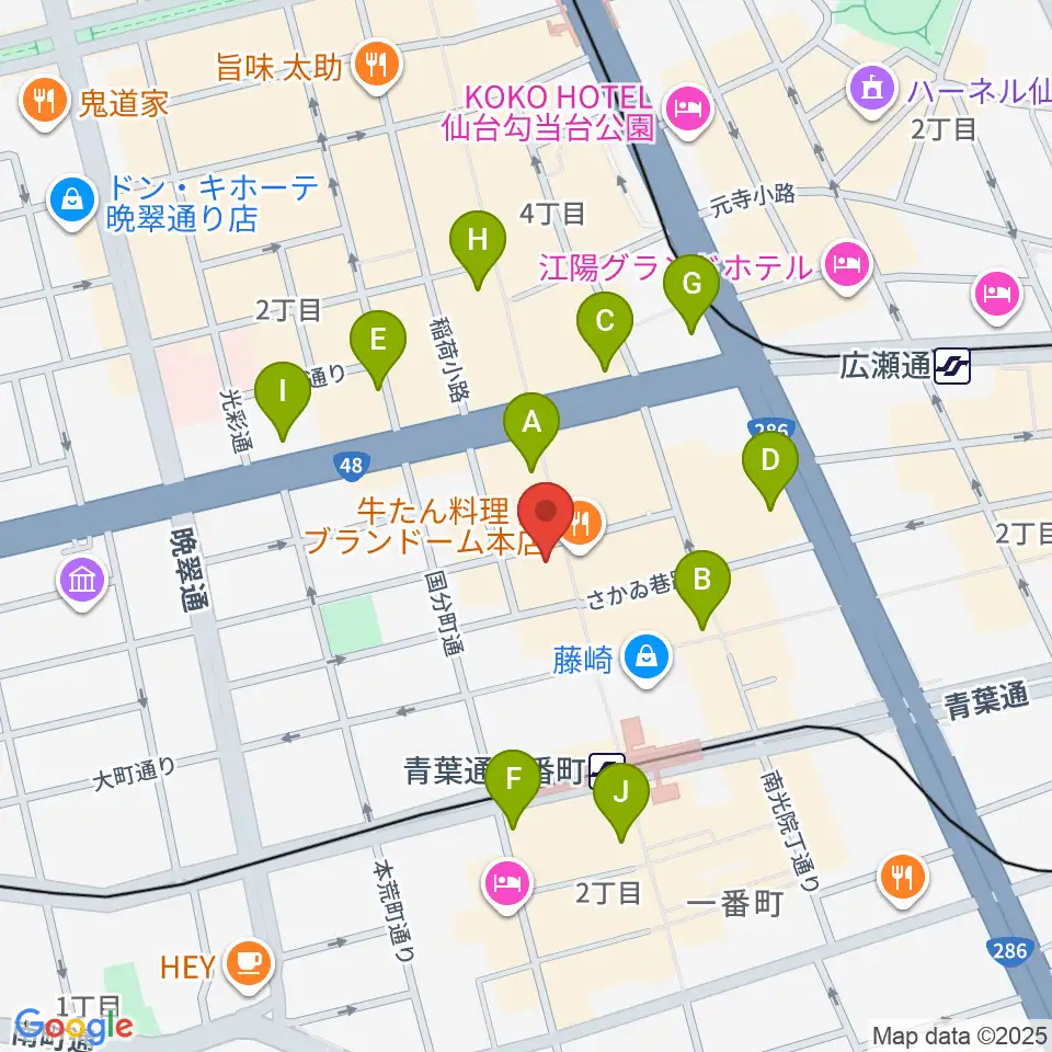 仙台darwin周辺のコンビニエンスストア一覧地図