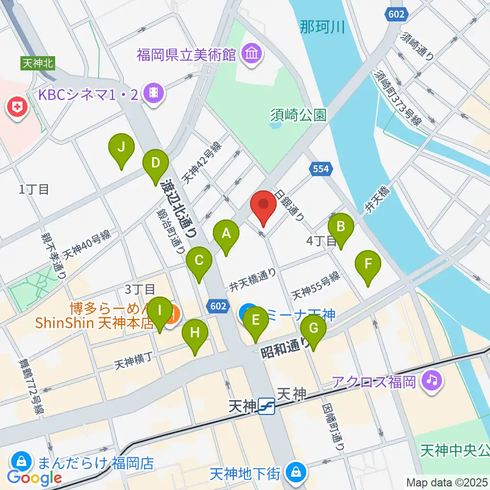 GMボーカル・アカデミー福岡天神校周辺のコンビニエンスストア一覧地図