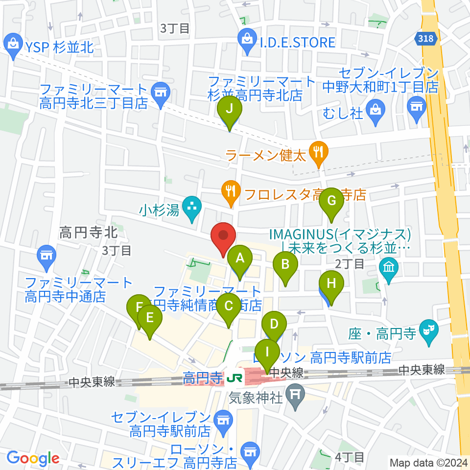 M'sボーカル教室周辺のコンビニエンスストア一覧地図