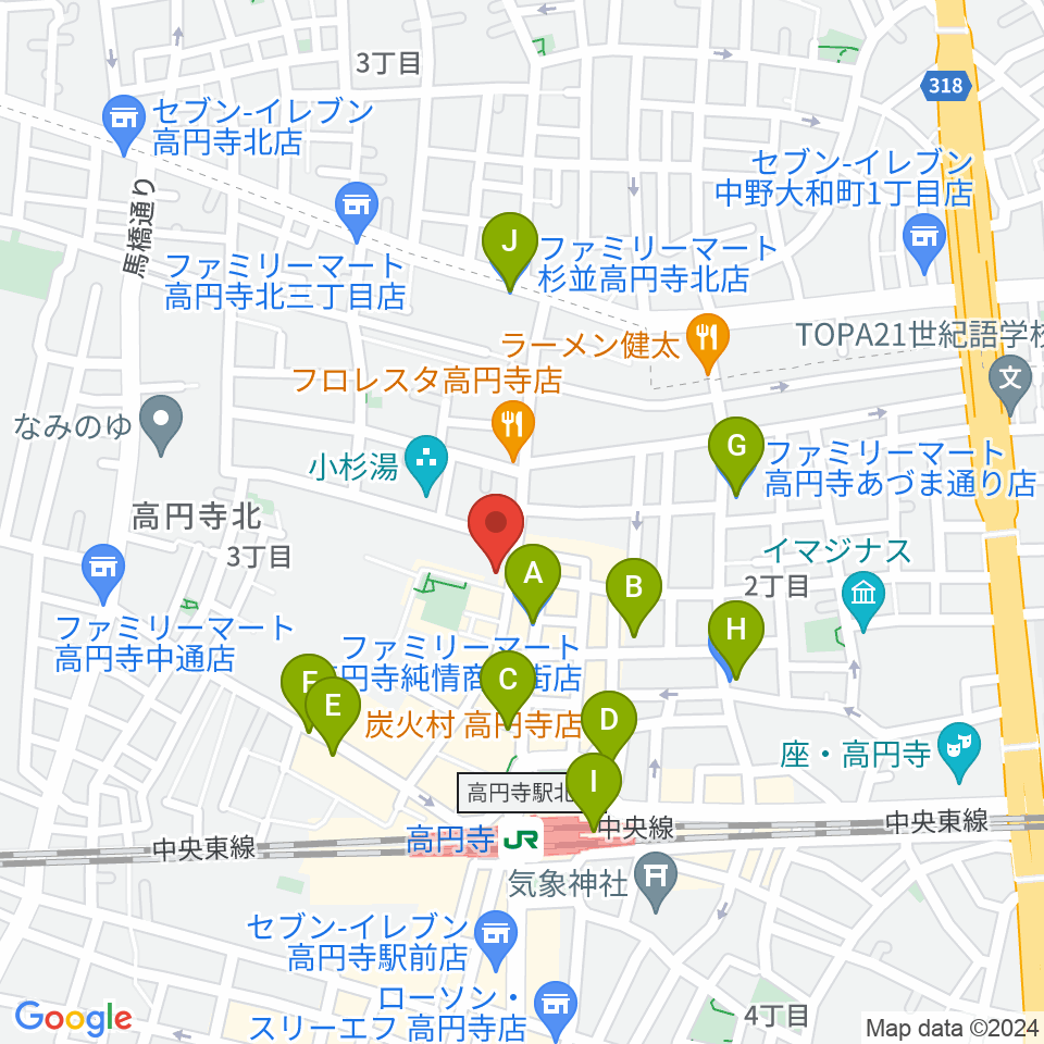 M'sボーカル教室周辺のコンビニエンスストア一覧地図