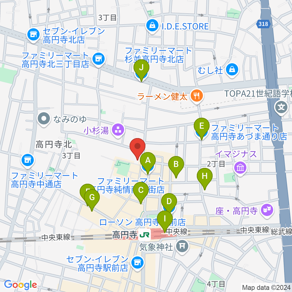 M'sボーカル教室周辺のコンビニエンスストア一覧地図