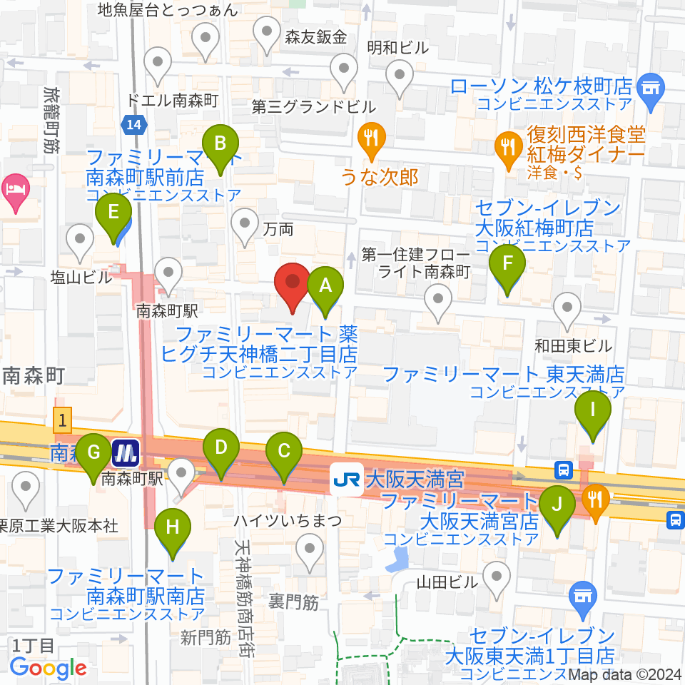 ブランチスタジオ周辺のコンビニエンスストア一覧地図