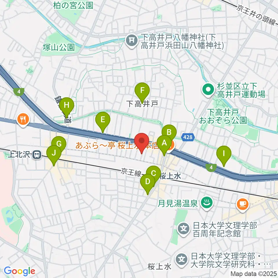 世田谷音楽院周辺のコンビニエンスストア一覧地図