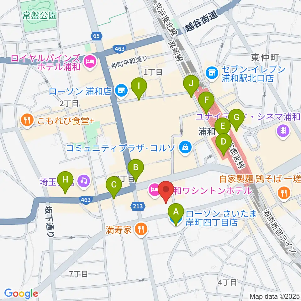 浦和ナルシス周辺のコンビニエンスストア一覧地図