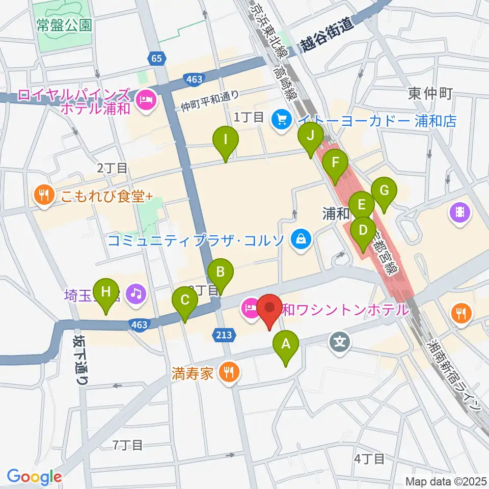 浦和ナルシス周辺のコンビニエンスストア一覧地図