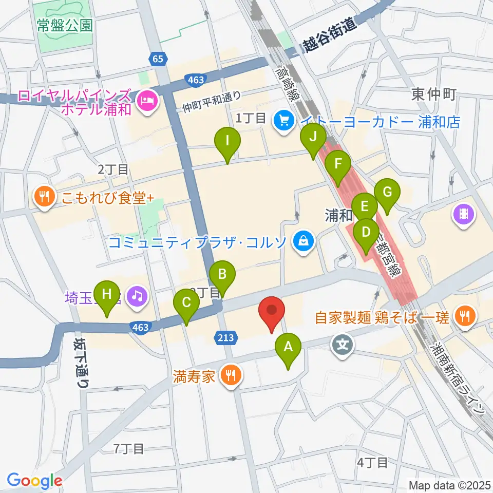 浦和ナルシス周辺のコンビニエンスストア一覧地図