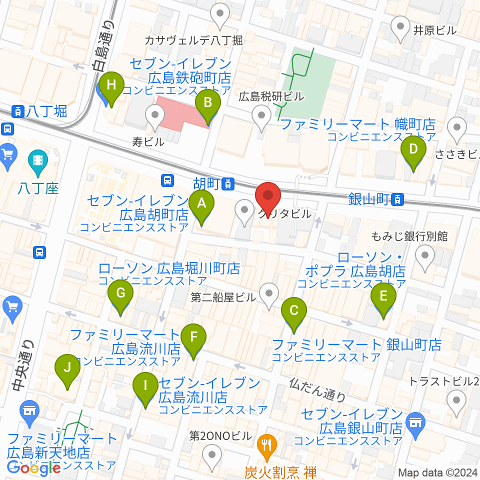 JM music Vocal School 広島周辺のコンビニエンスストア一覧地図
