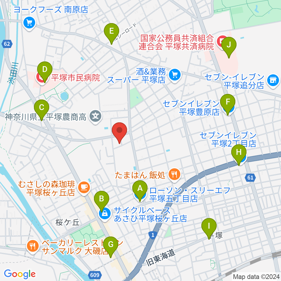 グーバス ミュージックインストゥルメンツ周辺のコンビニエンスストア一覧地図